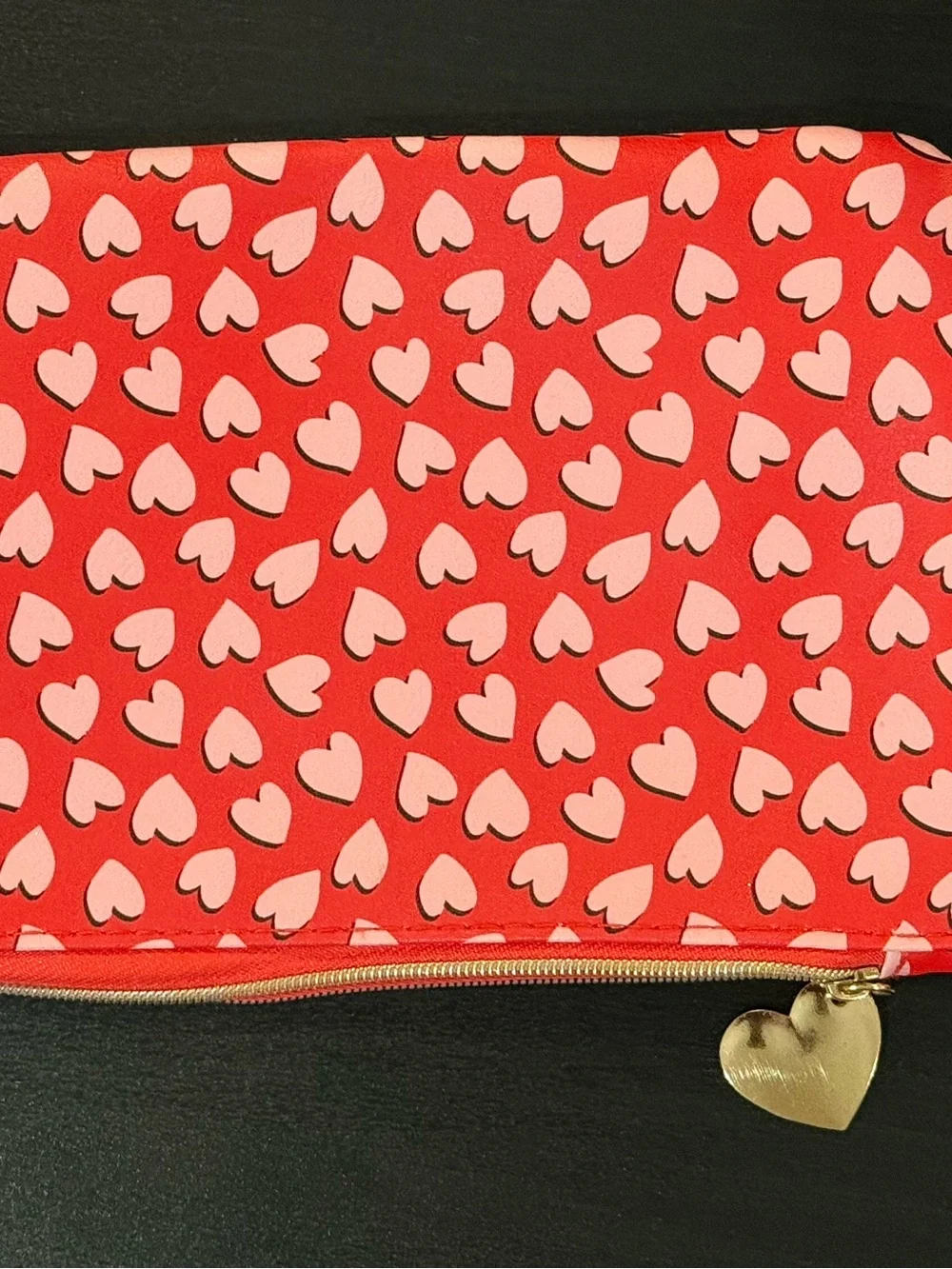 IPSY Pink Heart Print Makeup Bag Cosmetic Pouch Travel Organizer Zip Case ❤️